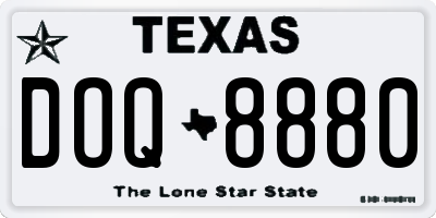 TX license plate DOQ8880