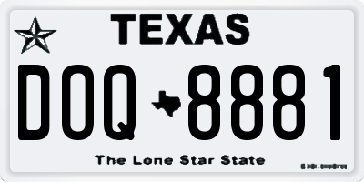 TX license plate DOQ8881