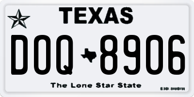 TX license plate DOQ8906