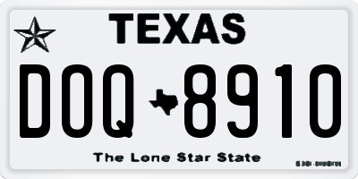 TX license plate DOQ8910