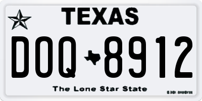 TX license plate DOQ8912