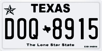 TX license plate DOQ8915