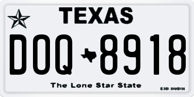 TX license plate DOQ8918