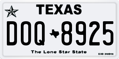 TX license plate DOQ8925