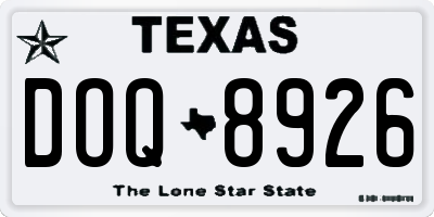 TX license plate DOQ8926