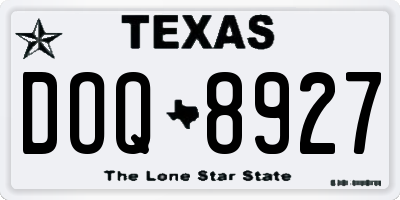 TX license plate DOQ8927