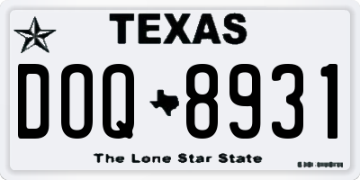 TX license plate DOQ8931