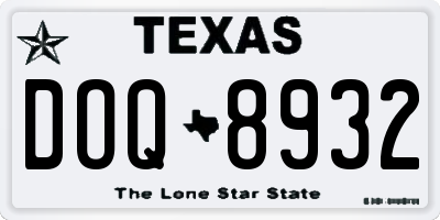 TX license plate DOQ8932