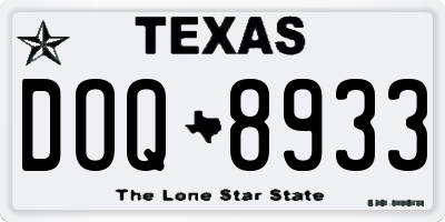 TX license plate DOQ8933