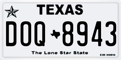 TX license plate DOQ8943
