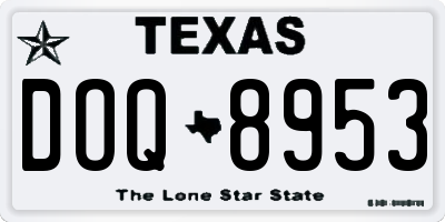 TX license plate DOQ8953