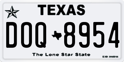 TX license plate DOQ8954