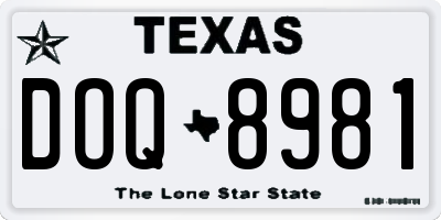 TX license plate DOQ8981