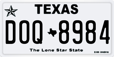 TX license plate DOQ8984