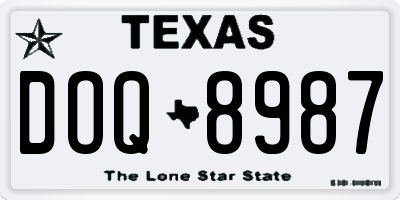 TX license plate DOQ8987