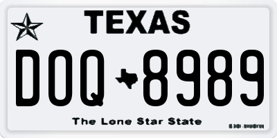 TX license plate DOQ8989