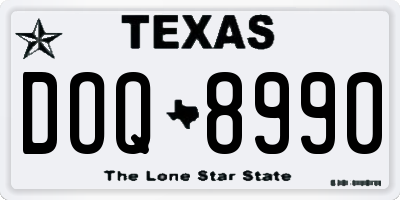 TX license plate DOQ8990