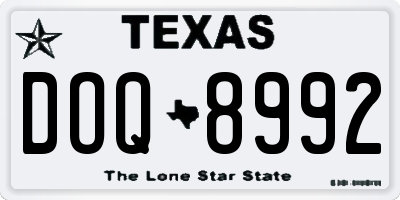 TX license plate DOQ8992
