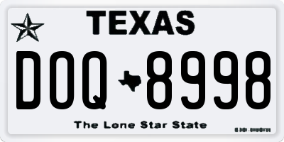 TX license plate DOQ8998