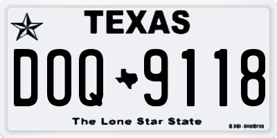 TX license plate DOQ9118