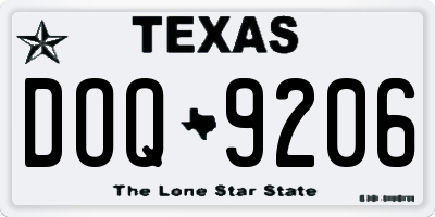 TX license plate DOQ9206