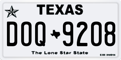 TX license plate DOQ9208