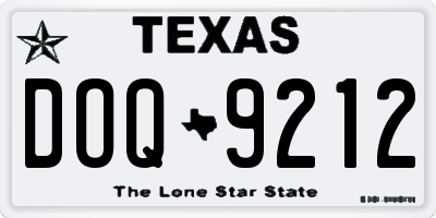 TX license plate DOQ9212