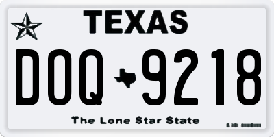 TX license plate DOQ9218