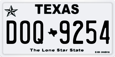 TX license plate DOQ9254