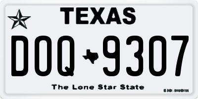 TX license plate DOQ9307