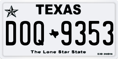 TX license plate DOQ9353