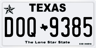 TX license plate DOQ9385