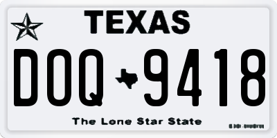 TX license plate DOQ9418