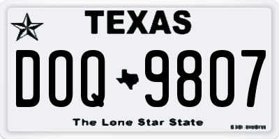 TX license plate DOQ9807