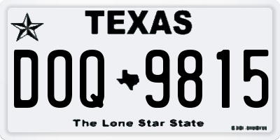 TX license plate DOQ9815