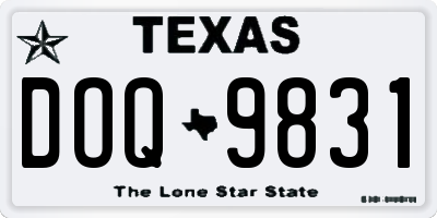 TX license plate DOQ9831