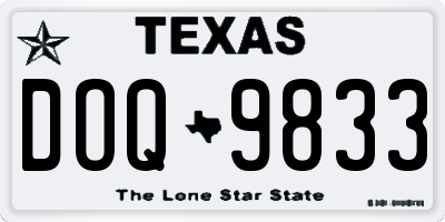 TX license plate DOQ9833