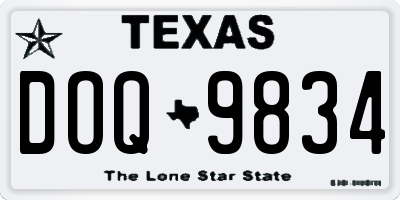 TX license plate DOQ9834