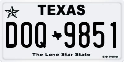 TX license plate DOQ9851