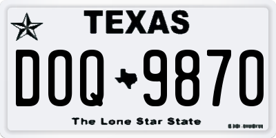 TX license plate DOQ9870