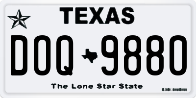 TX license plate DOQ9880