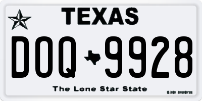 TX license plate DOQ9928