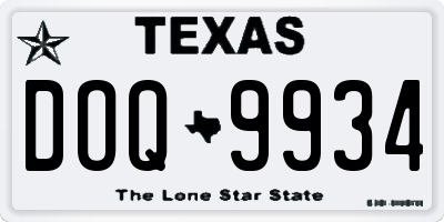 TX license plate DOQ9934