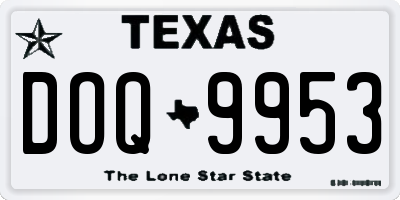 TX license plate DOQ9953