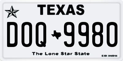 TX license plate DOQ9980