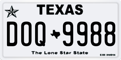 TX license plate DOQ9988