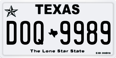 TX license plate DOQ9989