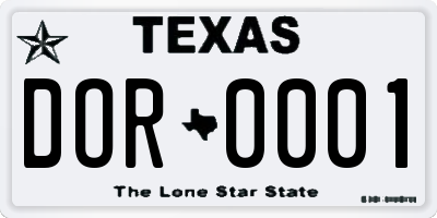 TX license plate DOR0001