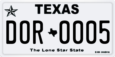 TX license plate DOR0005
