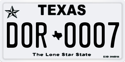 TX license plate DOR0007
